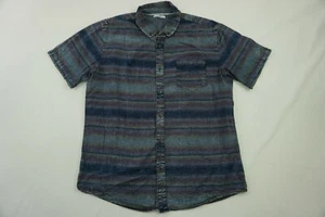 Fashion Nova Shirt Mens Large Blue Purple Striped Short Sleeve Button Down - Picture 1 of 10