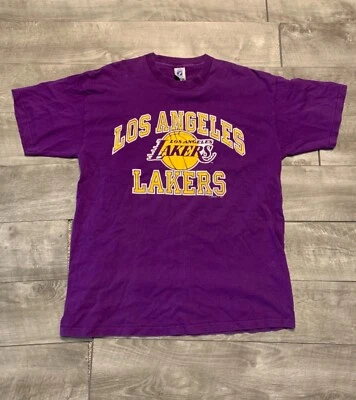 Vtg Los Angeles LA Lakers Purple Single Stitch NBA T-shirt Tee XLarge Logo 7 - Image 1 of 4