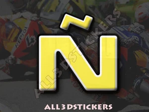 3D Stickers Resin Domed LETTER Ñ - Color Yellow - 25 mm(1 inch) Adhesive Decal - Picture 1 of 1