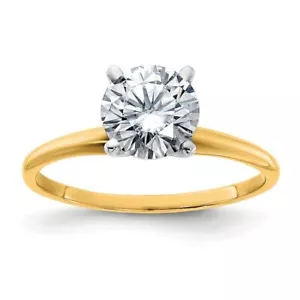 14k Yellow Gold 1 3/4ct. Round Lab-Created Moissanite Solitaire Ring Size 7 - Picture 1 of 9