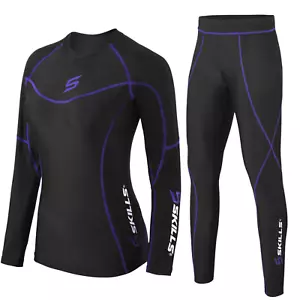 Womens Compression Base Layer Top and Tights Skin Fit Gym Yoga Running Set - Picture 1 of 15