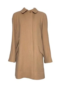 Vintage Aquascutum Camel 100% Wool Pea Coat Size 12 1979 70s Autumn Timeless VGC - Picture 1 of 5