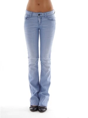 Firetrap Vaqueros Rema Blau Denim Pespuntes Adorno Bolsos Boot-Cut Cuero - Imagen 1 de 2