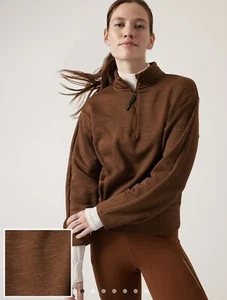 NEW Athleta Altitude Polartec Half Zip Sweatshirt Brown Sz Small $149 - Picture 1 of 10