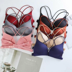 Damen Frontverschluss BH Nahtlos Push Up Dessous Lift Up Bralette Büstenhalter - Bild 1 von 22
