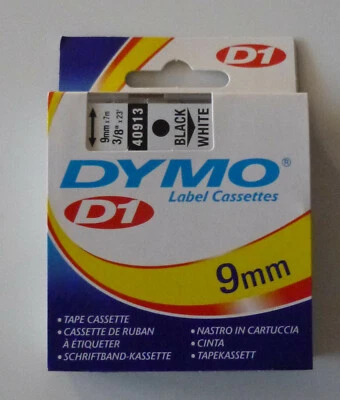 DYMO 40913 Original D1 Schriftband schwarz/weiß 9 mm x 7 m Beschriftung 1 aus XX - Bild 1 von 4