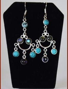 Pendiente gancho araña multipiedra de metal plateado joyería de moda de la India - Imagen 1 de 4