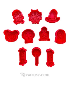 Halloween Cookie Fondant Cutter Stamp Skull Pumpkin Grave Witch Hat Mummy Candy - Picture 1 of 26