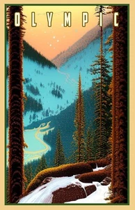 Olympic National Park in Washington Travel Poster Art (11x17 +Signed) USA - Picture 1 of 1