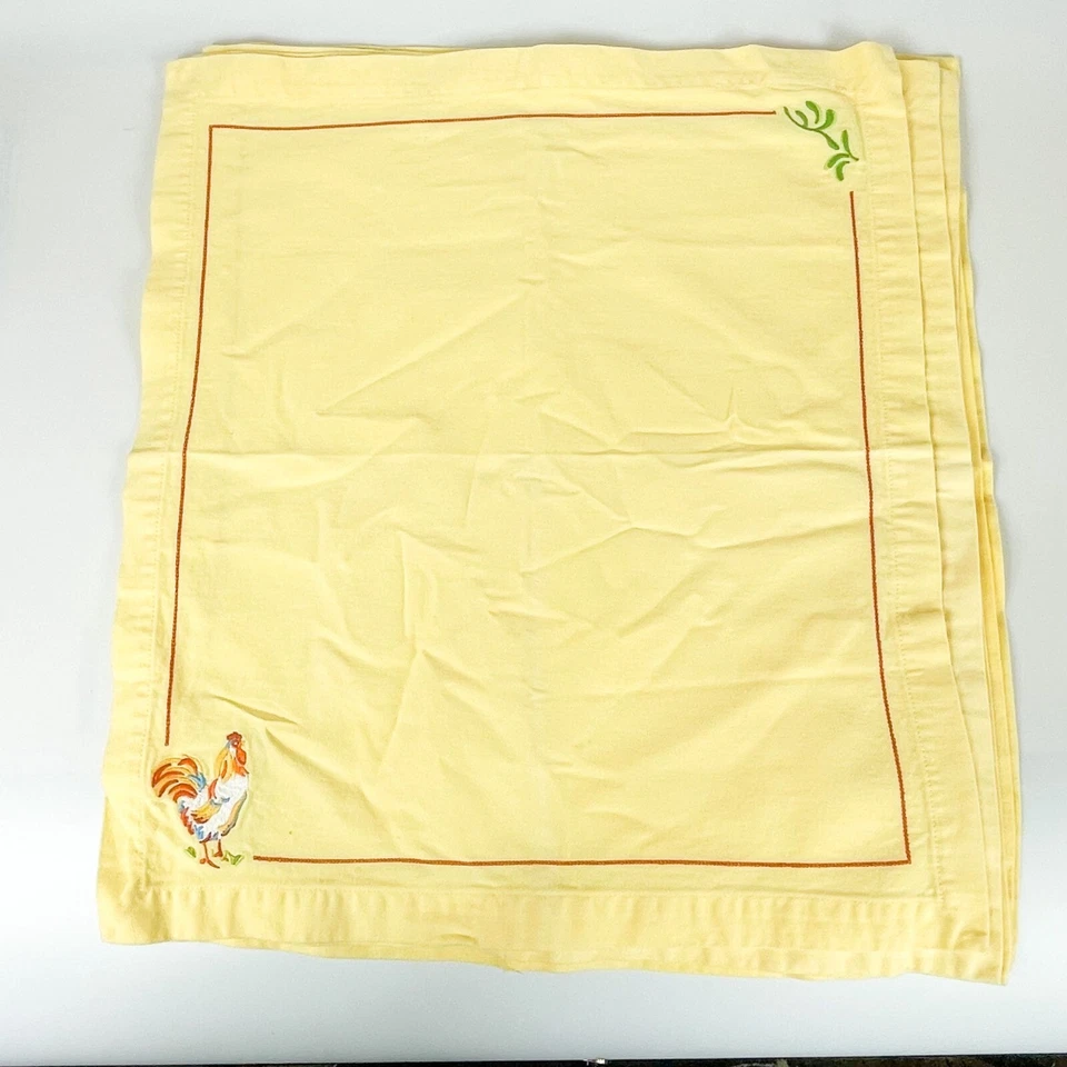 The Cellar Cotton Embroidered Rooster Yellow Napkins Set Of 5 French Country - Image 1 of 4