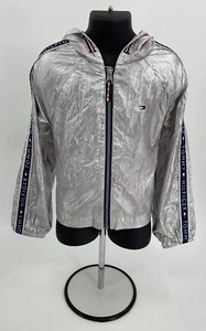 Tommy Hilfiger Hooded Metallic Silver Windbreaker Jacket Girl’s Small (7) NWOT - Picture 1 of 9