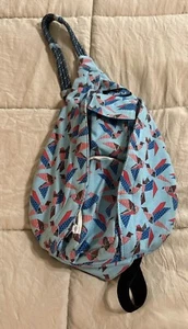 Kavu Mini Rope Sling Bag Paper Flock Blue Origami Bird Crossbody 17x10 - Picture 1 of 12