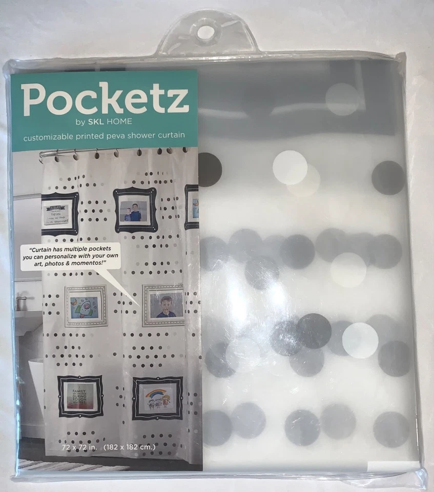 Cortina de Ducha Pocketz By SKL HOME Personalizable Impresa 100% Peva, 72"×72" Foto 1 de 1