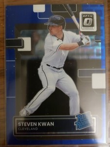 Steven Kwan 2022 Donruss Optic Rated Rookie Pandora Blue Prizm #25/99
