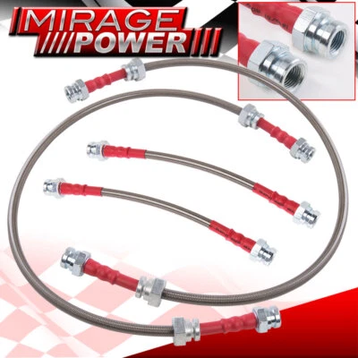 Silver Stainless Steel Braided Oil Brake Hose Lines For 90-96 300ZX Z32 VG30DETT Foto 1 de 3