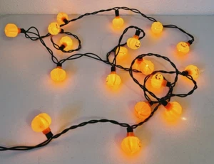 Vintage Halloween 20 Lights Plastic Pumpkin String Lights - Picture 1 of 3