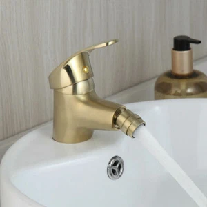 Bathroom Brushed Gold Basin Sink Mixer Faucet Deck Mounted Tap Bidet Toilet - Picture 1 of 8