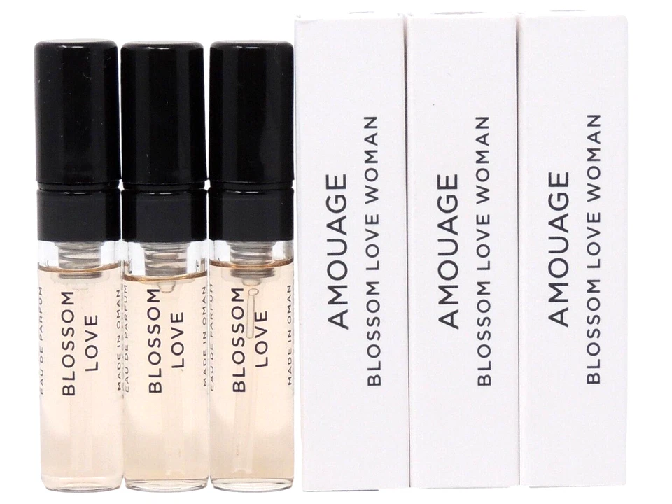 AMOUAGE BLOSSOM LOVE WOMAN EDP 2,0 ml 0,06 fl oz x 3 frascos de muestra de spray de perfume Foto 1 de 1
