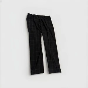 Windowpane Pattern Slim Fit Men’s Pants, Black, Dress Pants - Picture 1 of 6