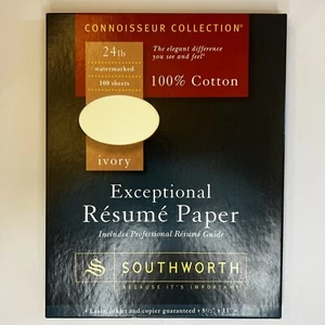 Southworth Resume Paper Open Box 85 Sheets Cotton Ivory 24 lb Watermarked - Picture 1 of 2