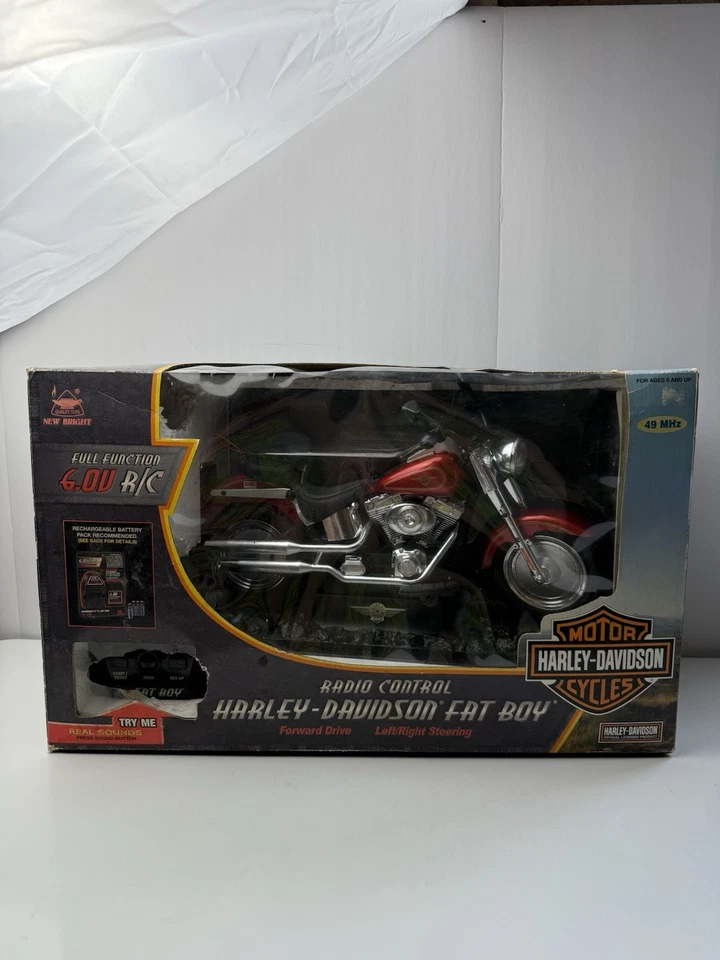 2003 HARLEY DAVIDSON Red Fatboy Remote Control Motorcycle 1431 Toy 6.0V Damaged - Image 1 of 4