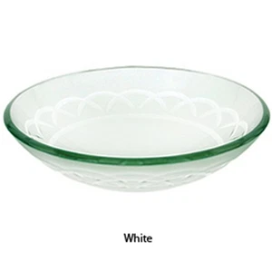 Decolav 17" White Etched Non-Tempered Glass Bathroom Vanity Vessel Sink Bowl - Picture 1 of 5