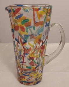 Pier 1 Auslaufmodell Konfetti bunte Streifen 48 Oz KRUG KRUG Kunstglas - Bild 1 von 5