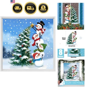 Pegatinas estáticas reutilizables para vidrio muñeco de nieve árbol se adhieren a ventanas de Navidad - Imagen 1 de 8