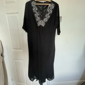 BNWT KALEIDOSCOPE Size 18 UK  Black Tunic Shift Cocktail Beach Dress embellished - Picture 1 of 11
