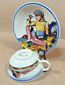 Vintage Vernon Kilns Salamina Rockwell Kent Demitasse Cup & Saucer Set - Picture 1 of 12