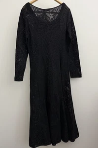 Peruvian Connection Portia Pima Spitze Häkel Midi Kleid L mit Slip M/L Schwarz Neu mit Etikett - Bild 1 von 11