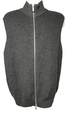 COS Suéter Chaleco Para Hombres Grande Gris Lana Cremallera Completa Cuello Simulado Pullover Minimalista Foto 1 de 4