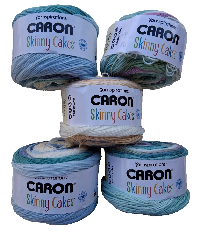 Lot of 5 Mixed Colors *Caron  SKINNY CAKES Yarn *Cupcake *Buttermint *Icing - Image 1 of 4