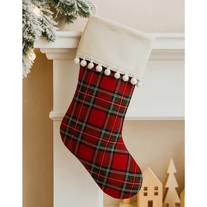 Red Plaid Holiday Christmas Stocking  - Picture 1 of 8