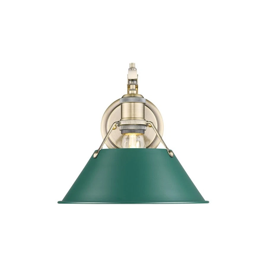 Golden Lighting Orwell 1-Light Wall Sconce, Aged Brass/Pine Green - 3306-1WAB-GN - Изображение 1 из 1