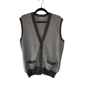 Bullock & Jones Mens Vest Sweater Size XL Gray 100% Cashmere Cardigan Scotland - Picture 1 of 9