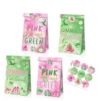  12 Piezas Bolsas de Favor de Fiesta de Cumpleaños Rosa Verde Bruja Musical Niñas, Corona de Brujas  Foto 1 de 4