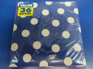 Blue Polka Dot Solid Color Summer Bright Birthday Party Paper Luncheon Napkins - Picture 1 of 1