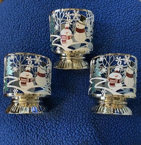 Bath & Body Works Holiday Silber Happy Snowman Szene 3 Docht Kerzenhalter - Bild 1 von 1
