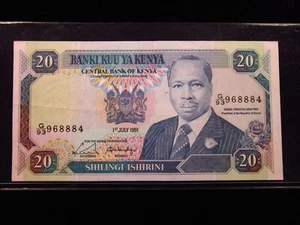 Kenia 20 chelines 1991 Banco Central Shilingi Benki Kuu h8884 dinero - Imagen 1 de 3