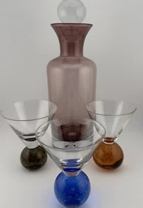 Juego de vasos de cóctel Martini vintage MCM púrpura decantador y bola de burbujas con vástago - Imagen 1 de 13