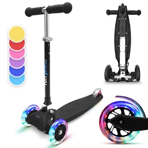 Roller Kinder Kick Scooter 3 Rad 3-6 Jahre LED höhenverstellbar klappbar schwarz - Bild 1 von 12