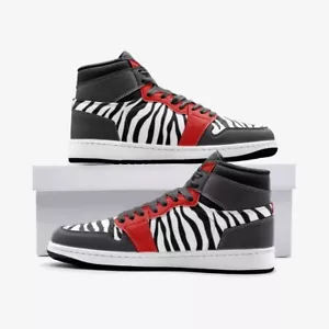 Elliz weiß Zebradruck Unisex Basketball Retro Turnschuhe TR Schuhe Neu - Bild 1 von 6
