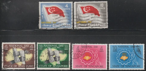 SINGAPORE,1960-1962,National Day collection of 6 used,Sc.49-50, 51-52 & 60-61 Cover