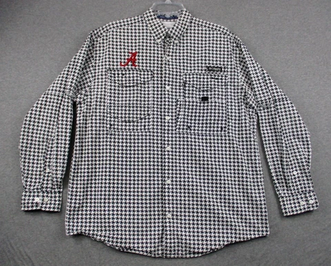 Alabama Columbia Super Bonehead PFG Shirt Medium Mens Fishing Houndstooth Cover