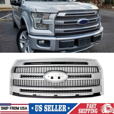 For 2015 2016 2017 Ford F-150 F150 Ingot Silver Front Grille W/O Camera Hole New - Image 1 of 4