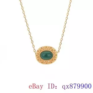 Collar Colgante Jade Verde Cadena Real Natural Plata 925 Joyería Regalo - Imagen 1 de 5