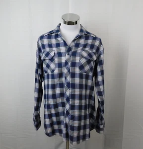 Hunter's Ridge Men's Long Sleeve Button-Up Flannel Shirt Blue Plaid Large #2809 - Picture 1 of 6