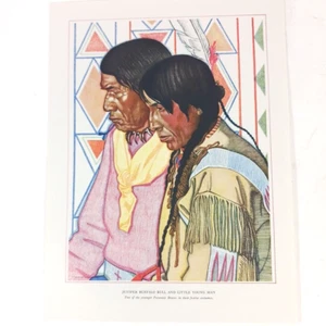 Blackfeet Indianer des Glacier Nationalparks Winold Reiss Druck zwei Krieger - Bild 1 von 5