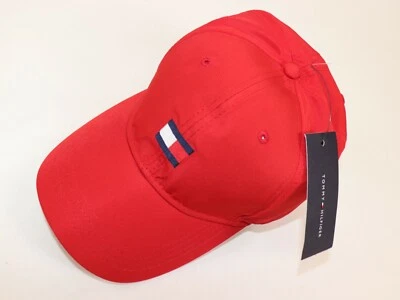 NUEVO TOMMY HILFIGER Gorra de Béisbol Para Hombre Rojo LOGO Poliéster Rendimiento OS Foto 1 de 4